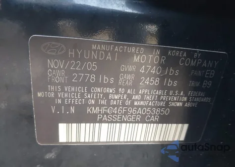 2006 Hyundai Azera Limited/Se from USA, damaged, VIN KMHFC46F96A053850